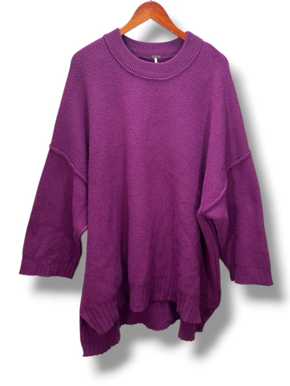 Free People Easy Street Oversized Crew Neck Sweater Plum Caspia Size Large